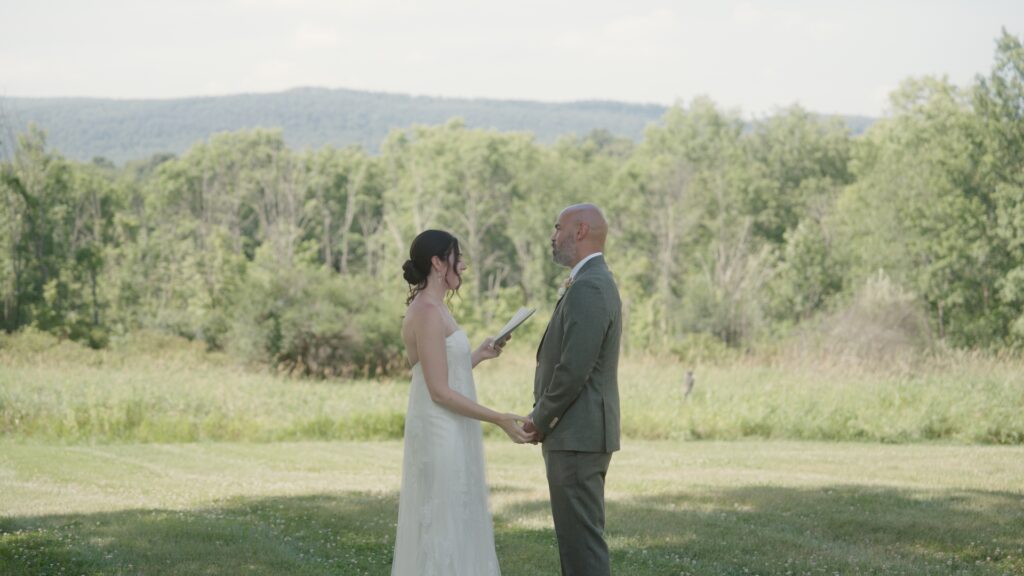 Hudson Valley bride and groom share private vows
