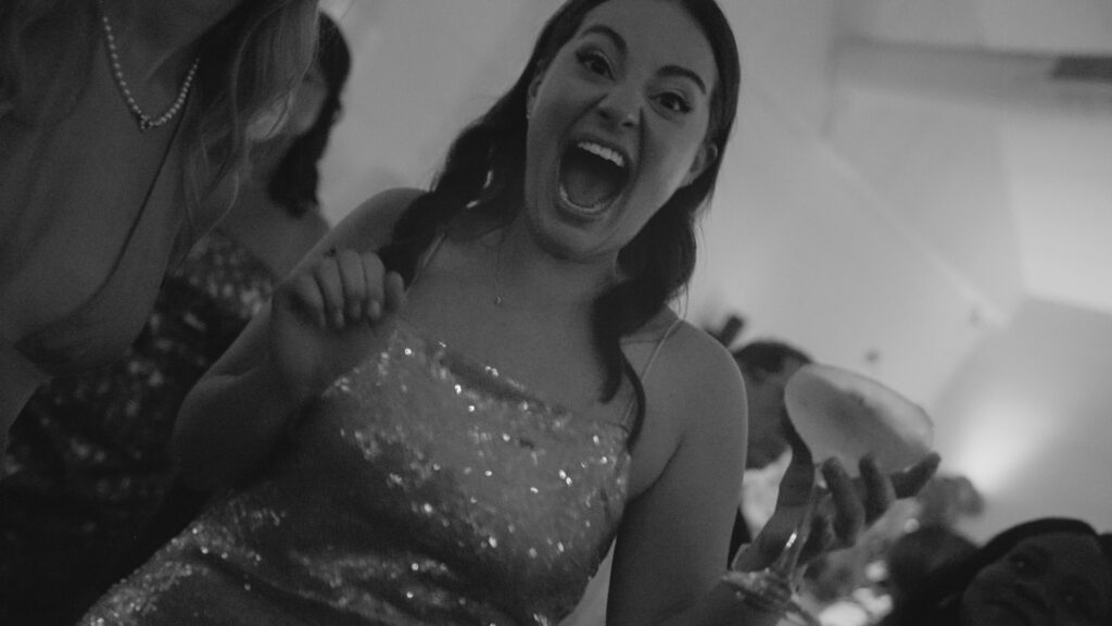 Candid moment of Maid of Honor