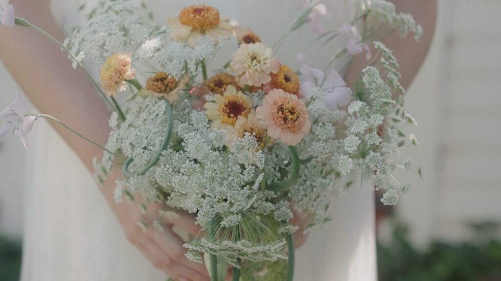Hudson Valley bride holding her wedding bouquet