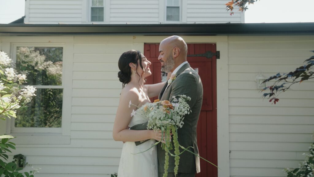 Portrait of bride and groom at Audrey's Farmhouse